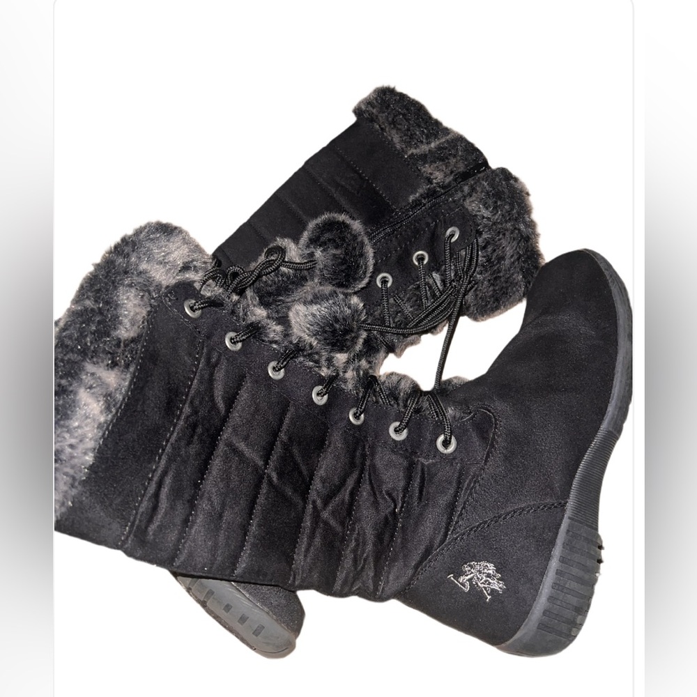 U.S. Polo Assn. Black Winter Boots with Fur Trim